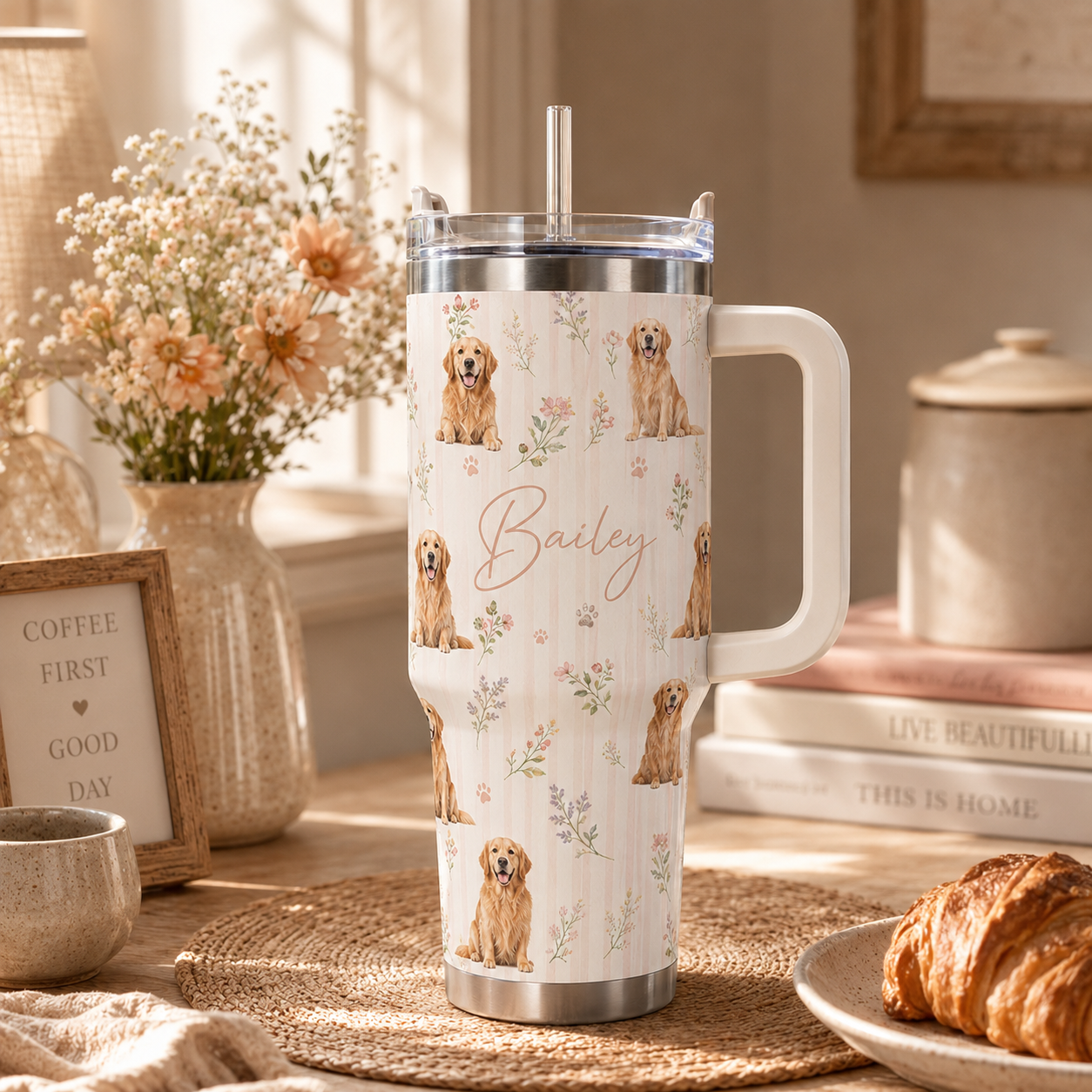 Custom Photo Dog 40oz Tumbler | Gift For Dog Lovers | Pet Lover Gifts