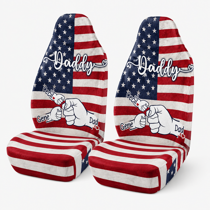 Personalized Daddy Portrait Car Seat Cover, Custom Dad Seat Protector, Gift For Dad TOM99