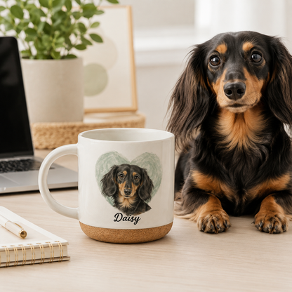 Custom Photo Love Dog 12oz Cork Mug | Gift For Dog Lovers | Pet Lover Gifts TOM99