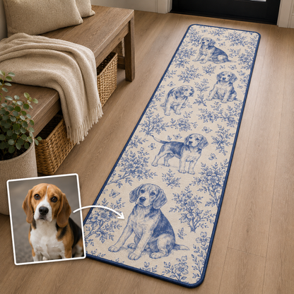 Custom Photo Vintage Dog Runner Rug | Pet Hallway Runner Carpet | Gift For Dog Lovers