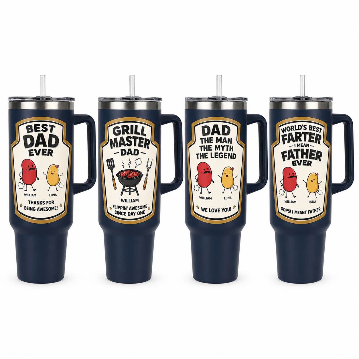Custom Dad 40oz Tumbler, Personalized Dad Tumbler, Father’s Day Gift TOM99