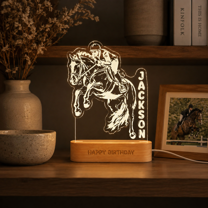 Custom Photo Horse Wooden Led Light | Personalized Horse Photo Wooden Led Light | Gift For Horse Lovers TOM99