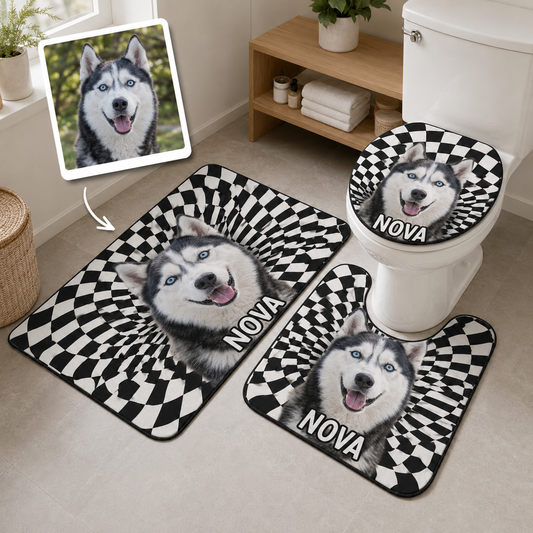 Custom Photo Dog 3pcs Bathroom Rug Set | Gift For Dog Lovers | Pet Photo Gifts