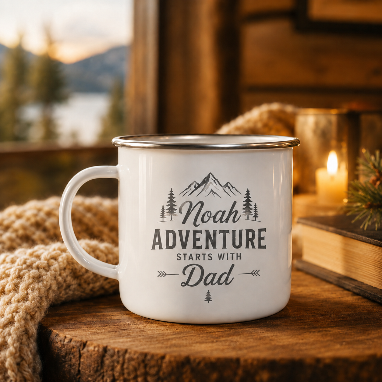 Personalized Dad Camp Mug 12oz, Custom Dad Enamel Cup, Gift For Dad TOM99