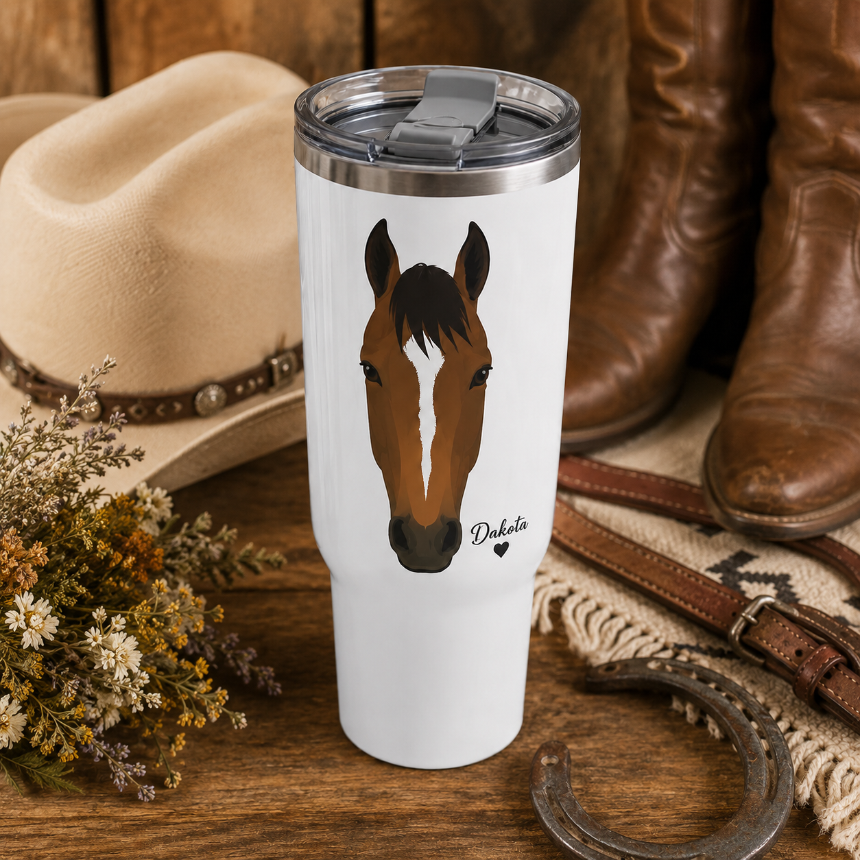 Custom Photo Face Horse 30oz Tumbler | Gift For Horse Lovers | Pet Lover Gifts TOM99