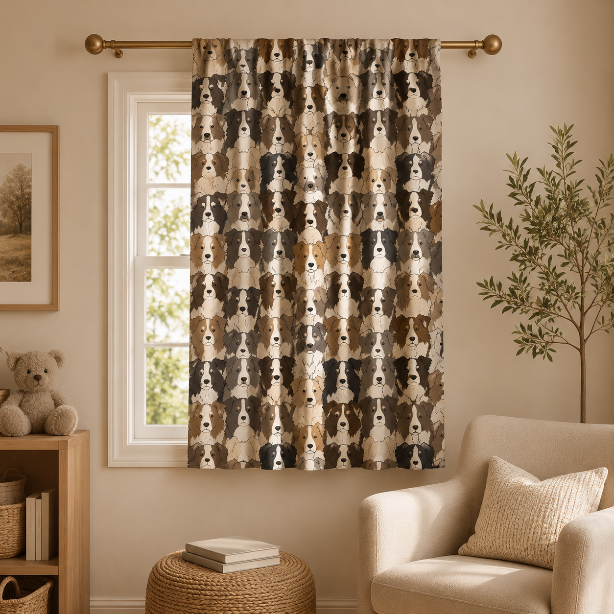 Custom Photo Dog Face Window Curtain | Gift For Dog Lover