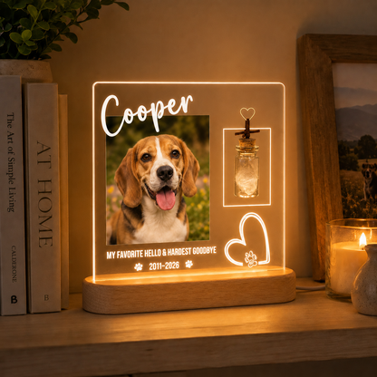 Custom Photo Dog Hardest Goodbye Wooden LED Light | Personalized Dog Photo LED Night Light | Pet Loss Sympathy Gift TOM99
