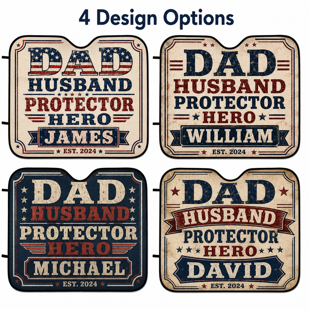 Personalized Dad Hero Car Windshield Sun Shade, Custom Car Sun Shade for Dad, Gift For Dad TOM99