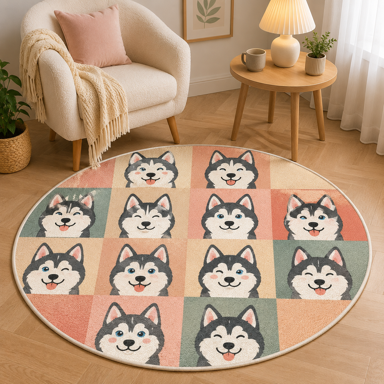 Custom Photo Dog Round Carpet | Photo Pet Round Rug | Gift For Dog Lovers