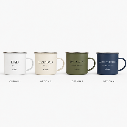 Personalized Dad Camp Mug 12oz, Custom Dad Enamel Cup, Gift For Dad TOM99