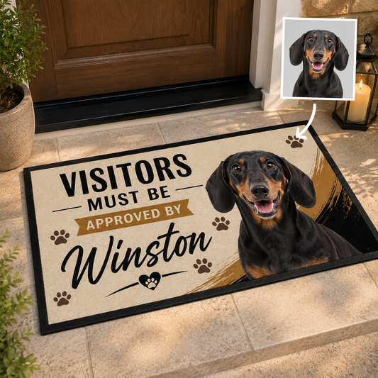 Custom Photo Visitor Must Be Approved By Dog Doormat | Photo Pet Doormat | Gift For Dog Lovers