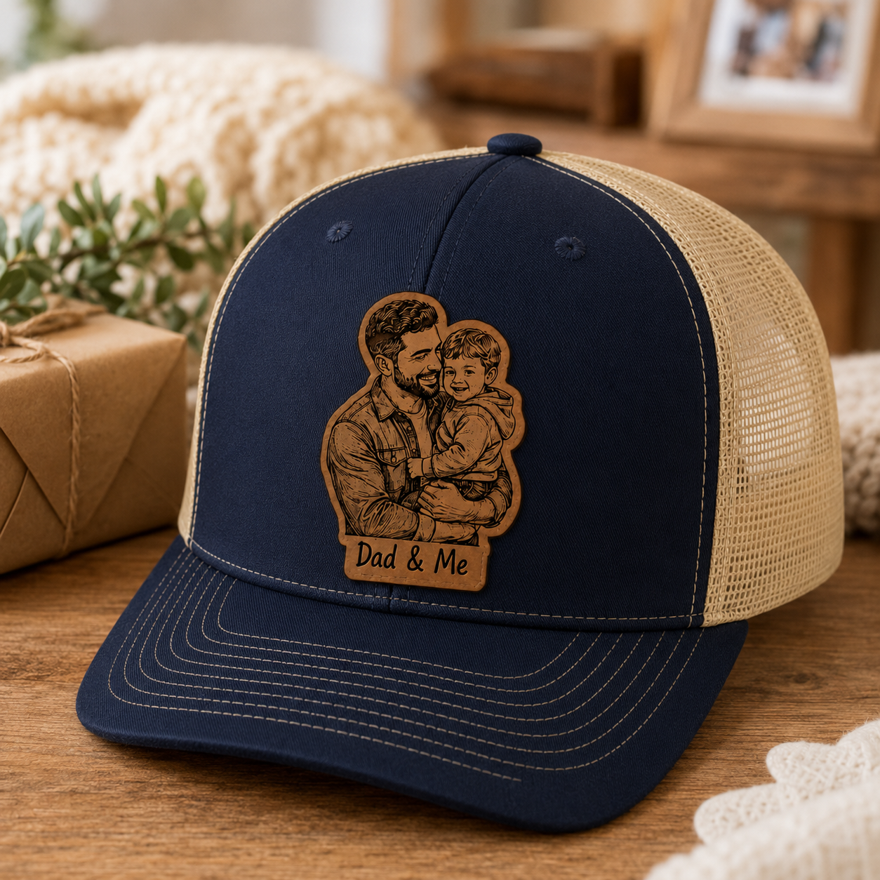 Personalized Dad & Me Trucker Hat | Custom Dad Photo Hat | Father's Day Gift | Gift For Dad | Dad Gifts TOM99