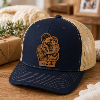 Personalized Dad & Me Trucker Hat | Custom Dad Photo Hat | Father's Day Gift | Gift For Dad | Dad Gifts TOM99