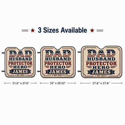 Personalized Dad Hero Car Windshield Sun Shade, Custom Car Sun Shade for Dad, Gift For Dad TOM99