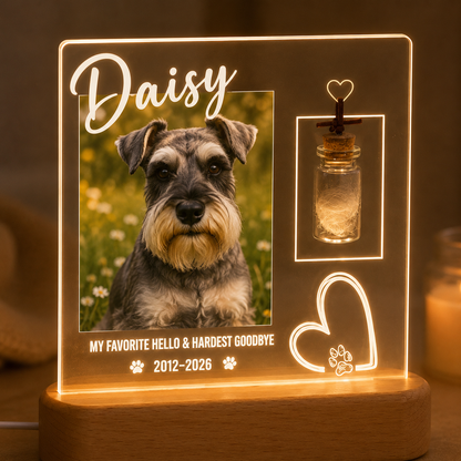 Custom Photo Dog Hardest Goodbye Wooden LED Light | Personalized Dog Photo LED Night Light | Pet Loss Sympathy Gift TOM99