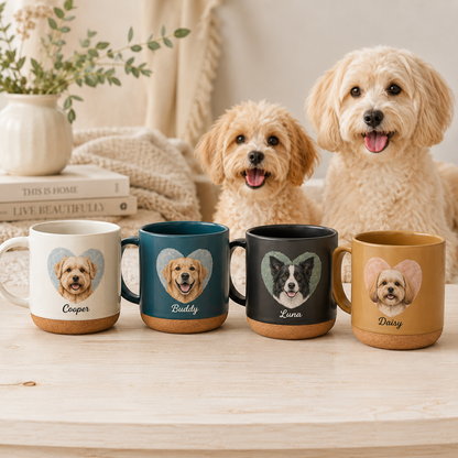 Custom Photo Love Dog 12oz Cork Mug | Gift For Dog Lovers | Pet Lover Gifts TOM99
