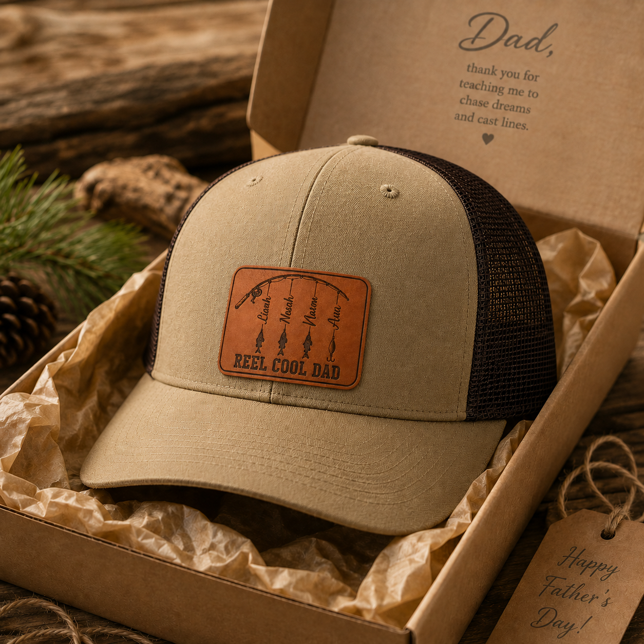 Personalized Reel Cool Dad Trucker Hat | Custom Dad Photo Hat | Father's Day Gift | Gift For Dad | Dad Gifts TOM99