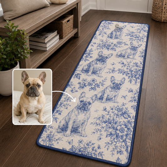 Custom Photo Vintage Dog Runner Rug | Pet Hallway Runner Carpet | Gift For Dog Lovers