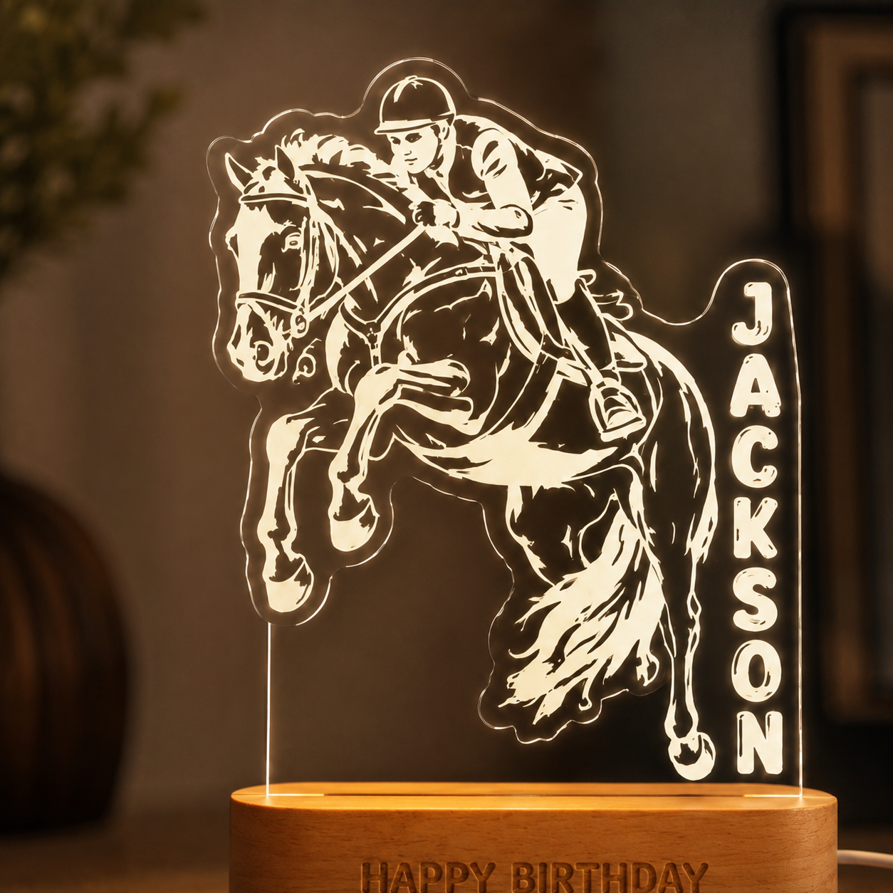 Custom Photo Horse Wooden Led Light | Personalized Horse Photo Wooden Led Light | Gift For Horse Lovers TOM99