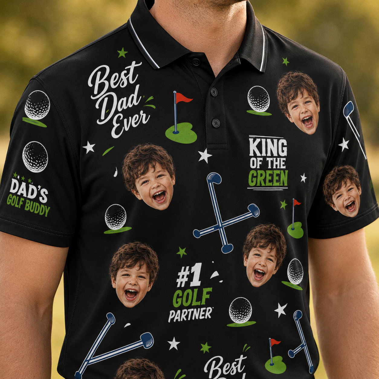 Custom Photo Dad King Of The Green Polo Shirt, Personalized Polo Shirt For Husband Dad Grandfather TOM99