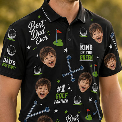 Custom Photo Dad King Of The Green Polo Shirt, Personalized Polo Shirt For Husband Dad Grandfather TOM99