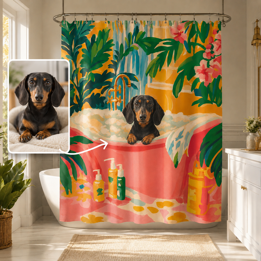 Custom Photo Dog Shower Curtain | Gift For Dog Lovers