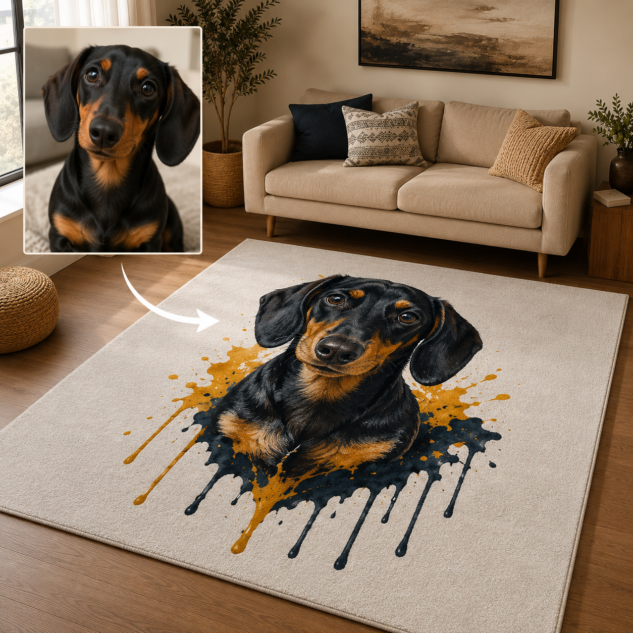 Custom Photo Dog Area Rug | Gift For Dog Lovers