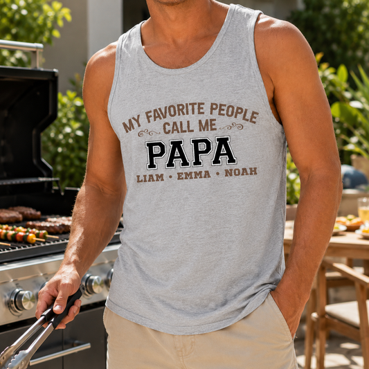 Custom Call Me Papa Tank Top, Personalized Dad Gifts | Gift For Dad, Grandpa TOM99