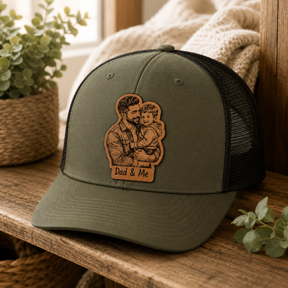 Personalized Dad & Me Trucker Hat | Custom Dad Photo Hat | Father's Day Gift | Gift For Dad | Dad Gifts TOM99