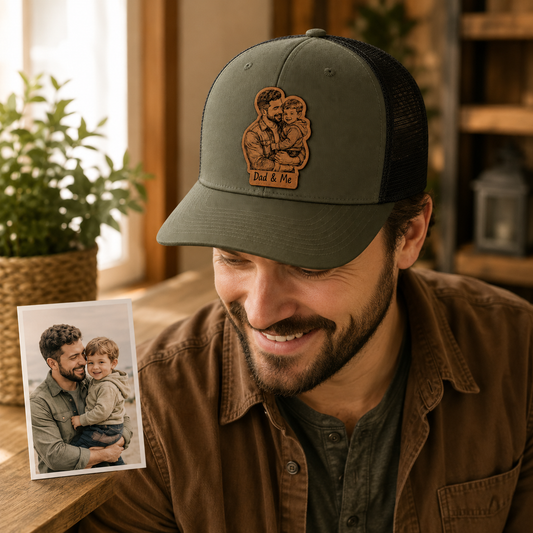 Personalized Dad & Me Trucker Hat | Custom Dad Photo Hat | Father's Day Gift | Gift For Dad | Dad Gifts TOM99