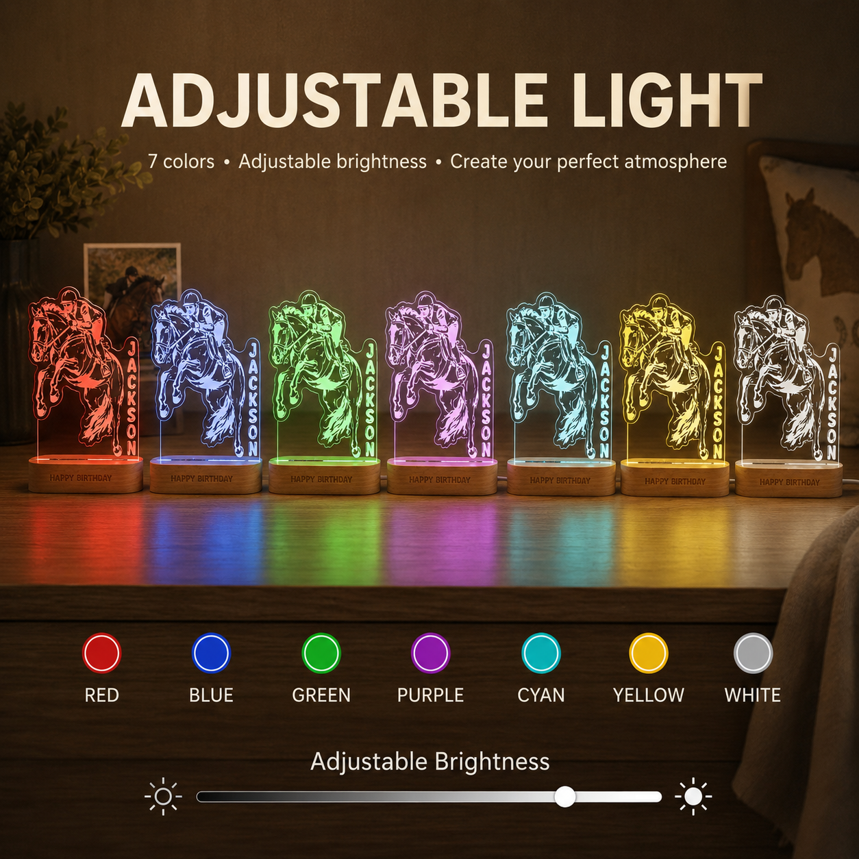 Custom Photo Horse Wooden Led Light | Personalized Horse Photo Wooden Led Light | Gift For Horse Lovers TOM99
