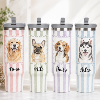 Custom Photo Cute Dog 30oz Tumbler | Gift For Dog Lovers | Pet Lover Gifts TOM99