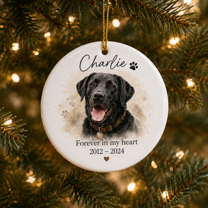 Custom Photo Dog On Our Heart Memorial Ceramic Ornament | Personalized Dog Lovers Gifts | Gift For Dog Lovers TOM99