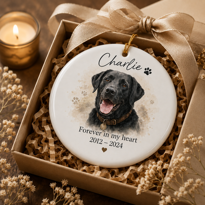 Custom Photo Dog On Our Heart Memorial Ceramic Ornament | Personalized Dog Lovers Gifts | Gift For Dog Lovers TOM99