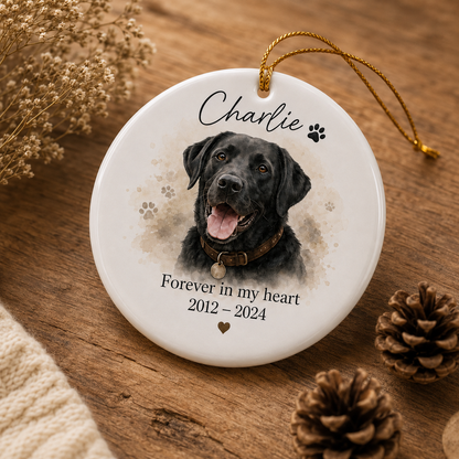 Custom Photo Dog On Our Heart Memorial Ceramic Ornament | Personalized Dog Lovers Gifts | Gift For Dog Lovers TOM99