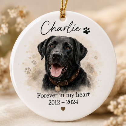 Custom Photo Dog On Our Heart Memorial Ceramic Ornament | Personalized Dog Lovers Gifts | Gift For Dog Lovers TOM99