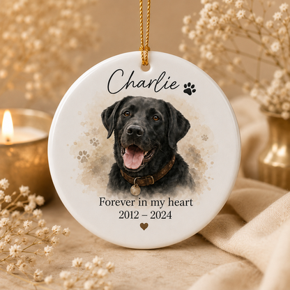 Custom Photo Dog On Our Heart Memorial Ceramic Ornament | Personalized Dog Lovers Gifts | Gift For Dog Lovers TOM99