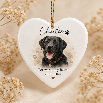 Custom Photo Dog On Our Heart Memorial Ceramic Ornament | Personalized Dog Lovers Gifts | Gift For Dog Lovers TOM99