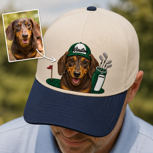 Custom Dog Golf Embroidered Hat, Personalized Pet Memorial Hat, Dog Dad Gift THUC99