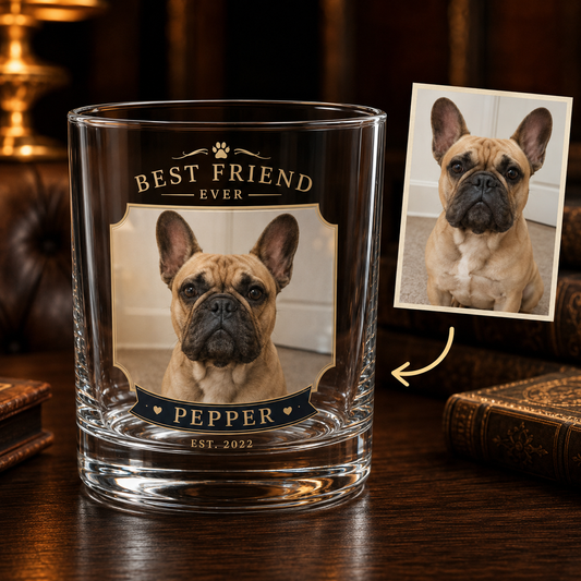 Custom Photo Dog My Best Friend Whiskey Glass | Personalized Pet Photo Gifts | Gift For Dog Lovers