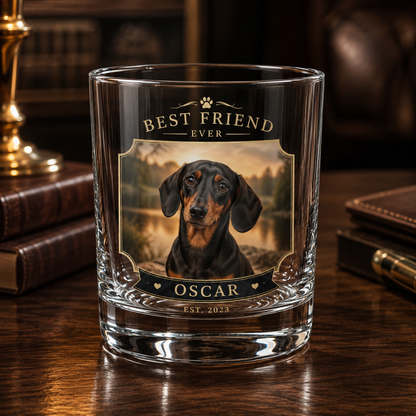 Custom Photo Dog My Best Friend Whiskey Glass | Personalized Pet Photo Gifts | Gift For Dog Lovers