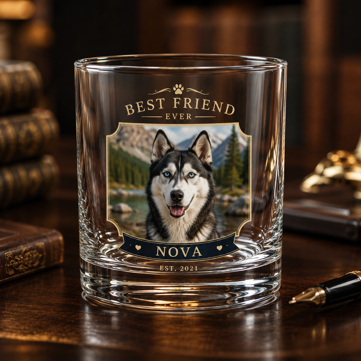 Custom Photo Dog My Best Friend Whiskey Glass | Personalized Pet Photo Gifts | Gift For Dog Lovers