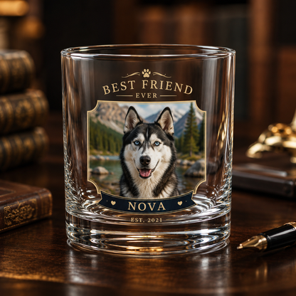 Custom Photo Dog My Best Friend Whiskey Glass | Personalized Pet Photo Gifts | Gift For Dog Lovers