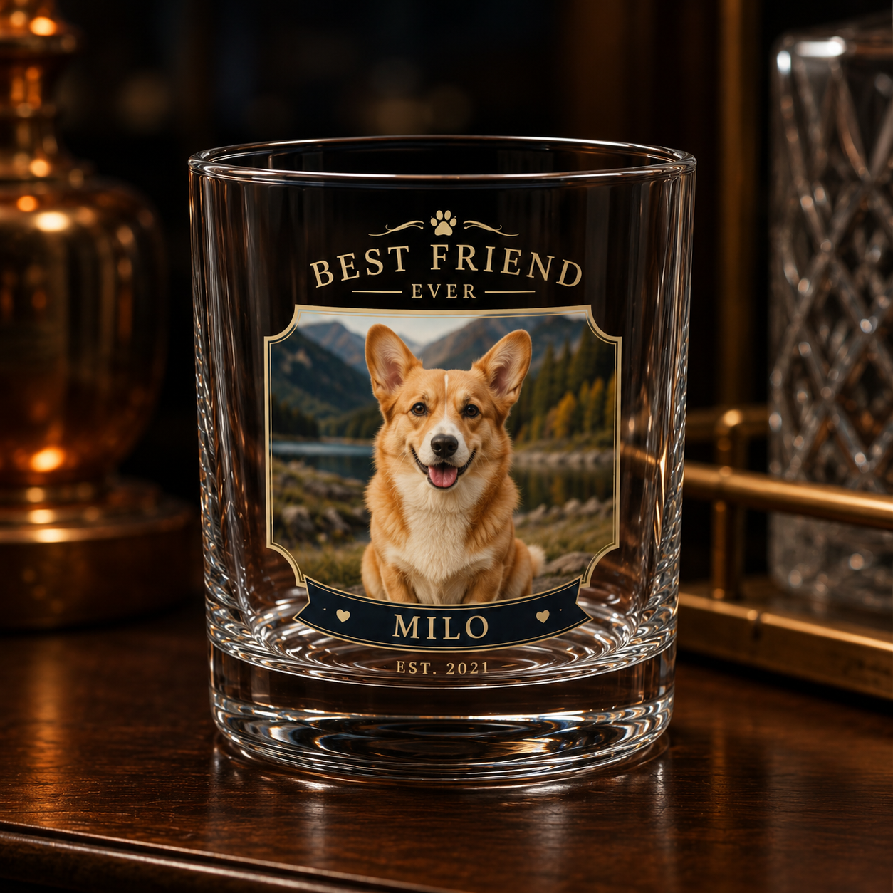 Custom Photo Dog My Best Friend Whiskey Glass | Personalized Pet Photo Gifts | Gift For Dog Lovers