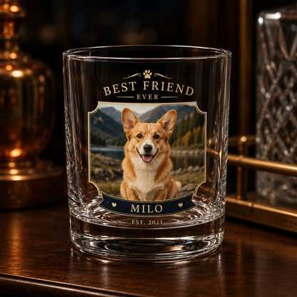 Custom Photo Dog My Best Friend Whiskey Glass | Personalized Pet Photo Gifts | Gift For Dog Lovers