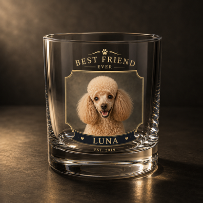 Custom Photo Dog My Best Friend Whiskey Glass | Personalized Pet Photo Gifts | Gift For Dog Lovers