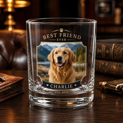Custom Photo Dog My Best Friend Whiskey Glass | Personalized Pet Photo Gifts | Gift For Dog Lovers
