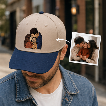 Custom Photo Dad Huge Embroidered Hat, Personalized Cap, Custom Portrait Dad Hat, Father’s Day Gift TOM99