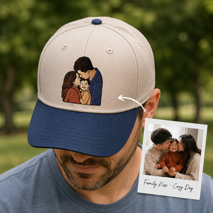 Custom Photo Dad Huge Embroidered Hat, Personalized Cap, Custom Portrait Dad Hat, Father’s Day Gift TOM99