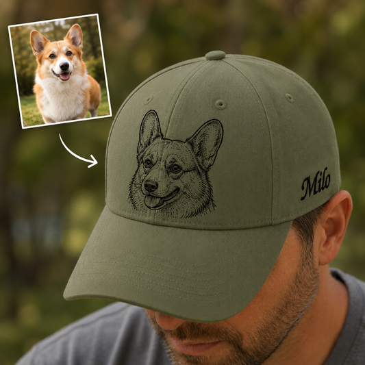 Custom Dog Memorial Hat, Embroidered Pet Face Hat, Personalized Dog Dad Gift THUC99